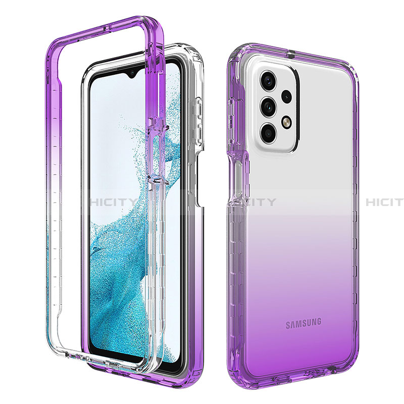 Coque Ultra Fine Transparente Souple Housse Etui 360 Degres Avant et Arriere Degrade pour Samsung Galaxy A23 4G Violet Plus