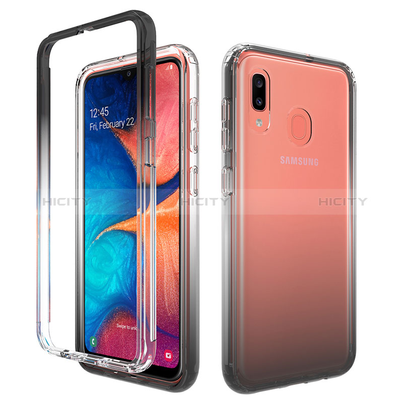 Coque Ultra Fine Transparente Souple Housse Etui 360 Degres Avant et Arriere Degrade pour Samsung Galaxy A30 Gris Fonce Plus