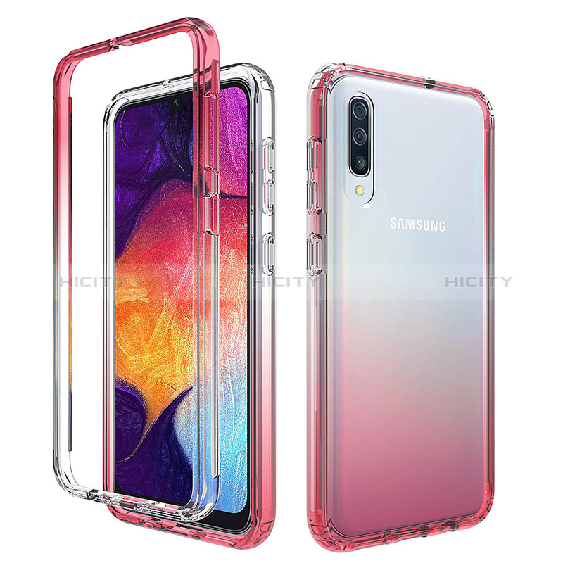 Coque Ultra Fine Transparente Souple Housse Etui 360 Degres Avant et Arriere Degrade pour Samsung Galaxy A30S Rouge Plus