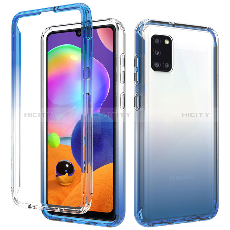 Coque Ultra Fine Transparente Souple Housse Etui 360 Degres Avant et Arriere Degrade pour Samsung Galaxy A31 Bleu Plus