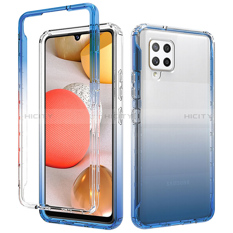 Coque Ultra Fine Transparente Souple Housse Etui 360 Degres Avant et Arriere Degrade pour Samsung Galaxy A42 5G Bleu Plus