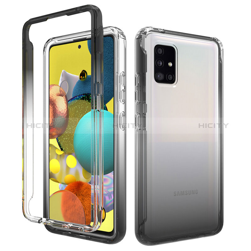 Coque Ultra Fine Transparente Souple Housse Etui 360 Degres Avant et Arriere Degrade pour Samsung Galaxy A51 5G Gris Fonce Plus