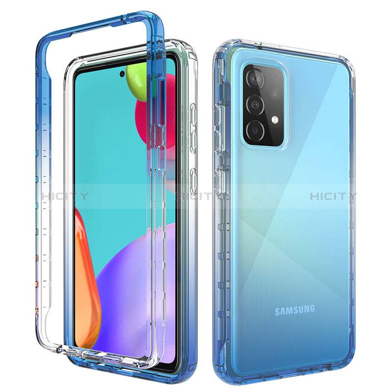 Coque Ultra Fine Transparente Souple Housse Etui 360 Degres Avant et Arriere Degrade pour Samsung Galaxy A52s 5G Bleu Plus