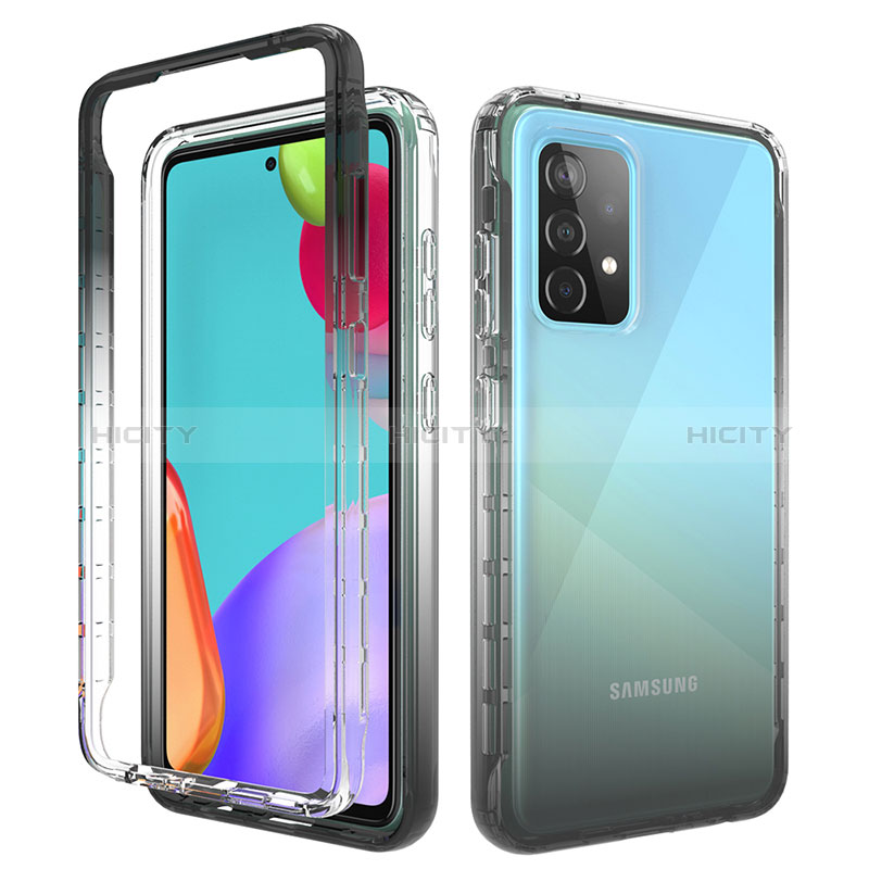 Coque Ultra Fine Transparente Souple Housse Etui 360 Degres Avant et Arriere Degrade pour Samsung Galaxy A52s 5G Gris Fonce Plus