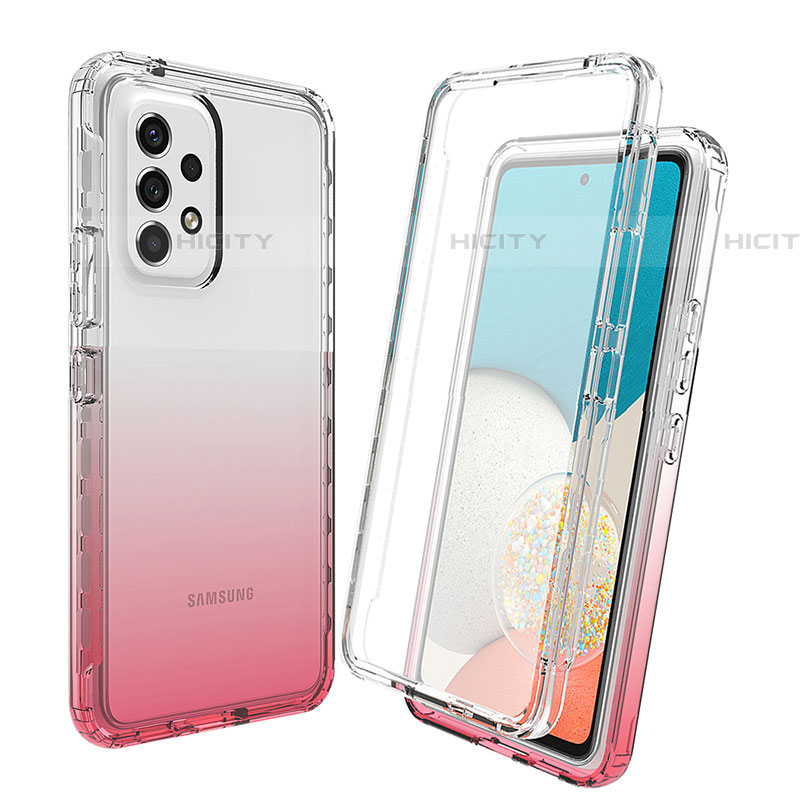 Coque Ultra Fine Transparente Souple Housse Etui 360 Degres Avant et Arriere Degrade pour Samsung Galaxy A53 5G Rouge Plus