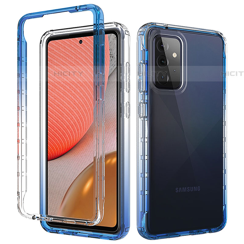 Coque Ultra Fine Transparente Souple Housse Etui 360 Degres Avant et Arriere Degrade pour Samsung Galaxy A72 4G Bleu Plus
