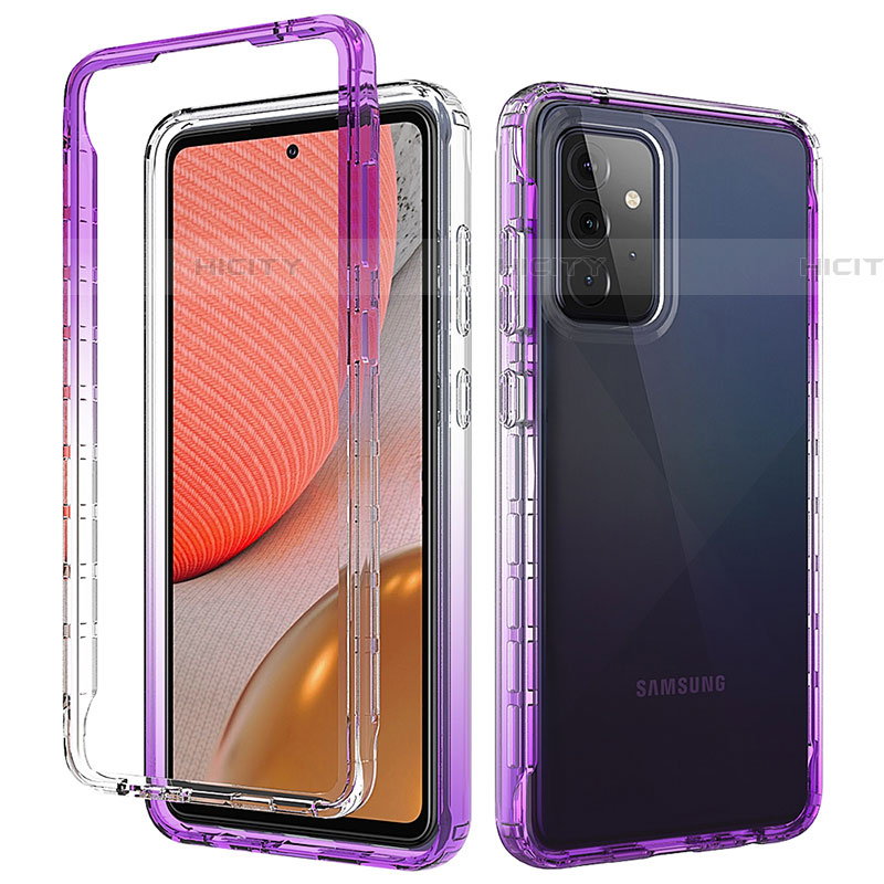 Coque Ultra Fine Transparente Souple Housse Etui 360 Degres Avant et Arriere Degrade pour Samsung Galaxy A72 4G Violet Plus