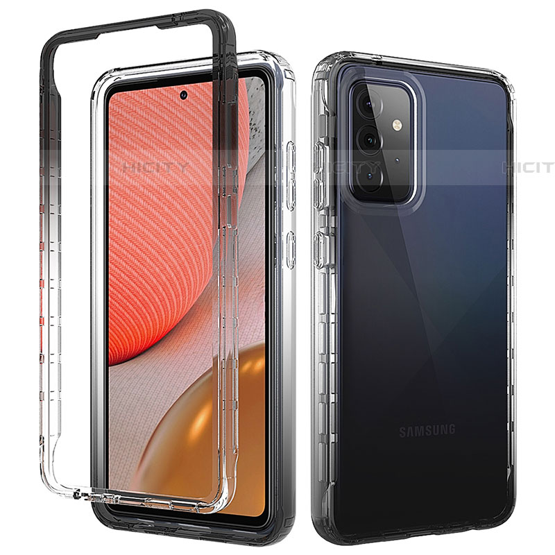 Coque Ultra Fine Transparente Souple Housse Etui 360 Degres Avant et Arriere Degrade pour Samsung Galaxy A72 5G Gris Fonce Plus