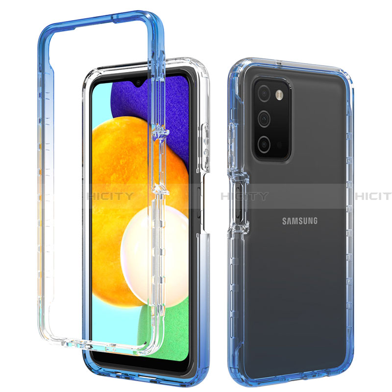 Coque Ultra Fine Transparente Souple Housse Etui 360 Degres Avant et Arriere Degrade pour Samsung Galaxy F02S SM-E025F Bleu Plus