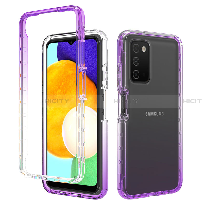 Coque Ultra Fine Transparente Souple Housse Etui 360 Degres Avant et Arriere Degrade pour Samsung Galaxy F02S SM-E025F Violet Plus