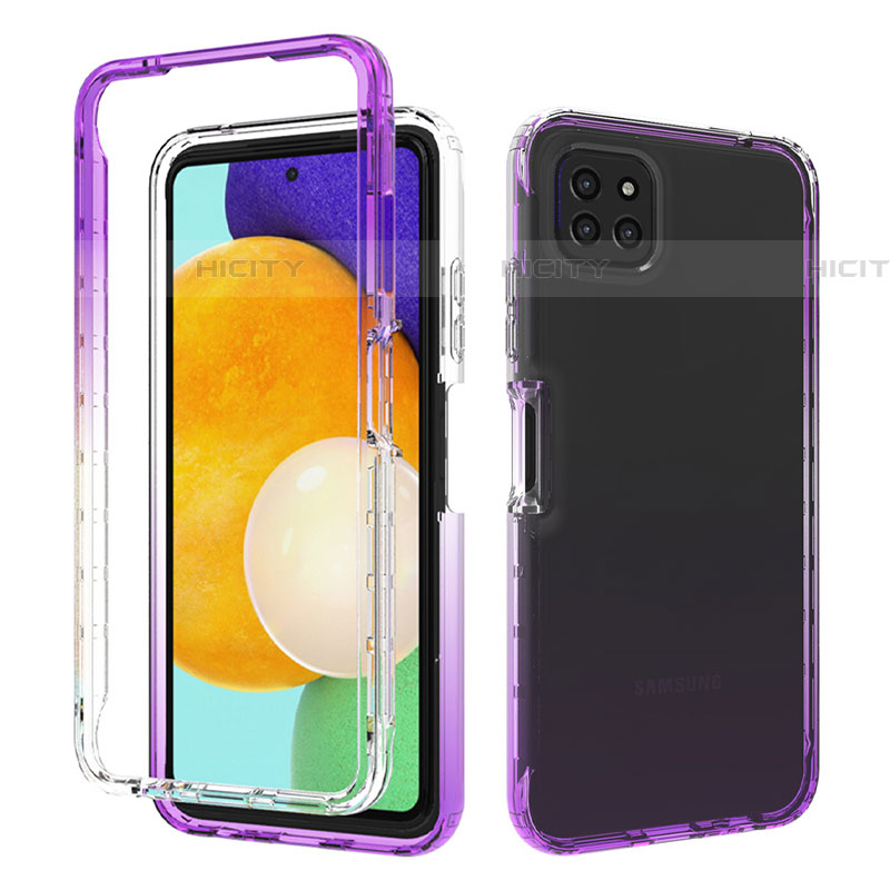 Coque Ultra Fine Transparente Souple Housse Etui 360 Degres Avant et Arriere Degrade pour Samsung Galaxy F42 5G Violet Plus