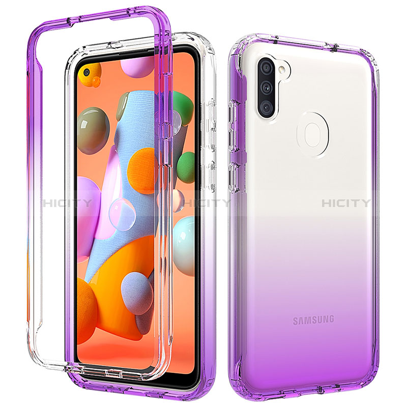 Coque Ultra Fine Transparente Souple Housse Etui 360 Degres Avant et Arriere Degrade pour Samsung Galaxy M11 Violet Plus