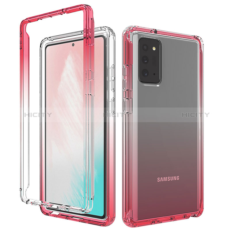 Coque Ultra Fine Transparente Souple Housse Etui 360 Degres Avant et Arriere Degrade pour Samsung Galaxy Note 20 5G Rouge Plus