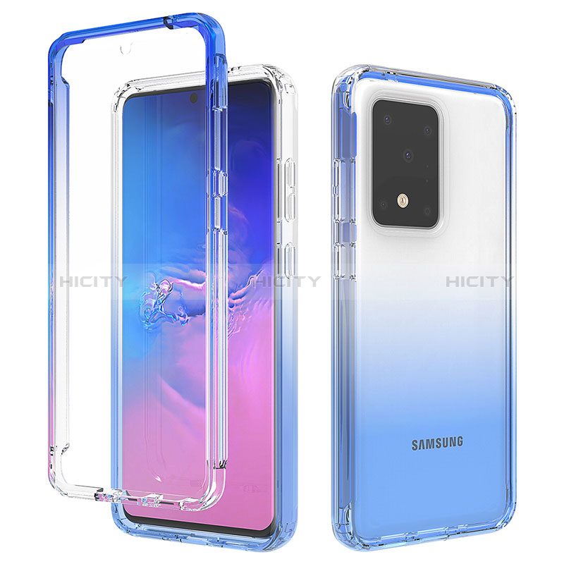 Coque Ultra Fine Transparente Souple Housse Etui 360 Degres Avant et Arriere Degrade pour Samsung Galaxy S20 Ultra 5G Bleu Plus