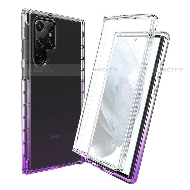 Coque Ultra Fine Transparente Souple Housse Etui 360 Degres Avant et Arriere Degrade pour Samsung Galaxy S21 Ultra 5G Violet Plus