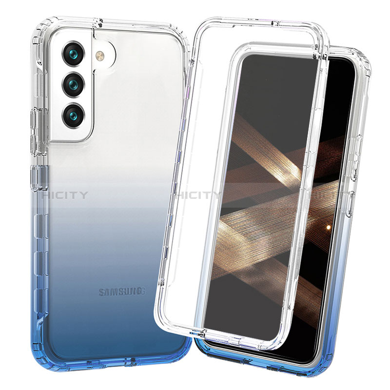 Coque Ultra Fine Transparente Souple Housse Etui 360 Degres Avant et Arriere Degrade pour Samsung Galaxy S24 Plus 5G Bleu Plus