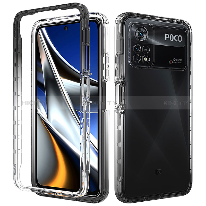 Coque Ultra Fine Transparente Souple Housse Etui 360 Degres Avant et Arriere Degrade pour Xiaomi Poco X4 Pro 5G Gris Fonce Plus