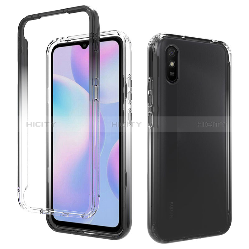 Coque Ultra Fine Transparente Souple Housse Etui 360 Degres Avant et Arriere Degrade pour Xiaomi Redmi 9A Gris Fonce Plus