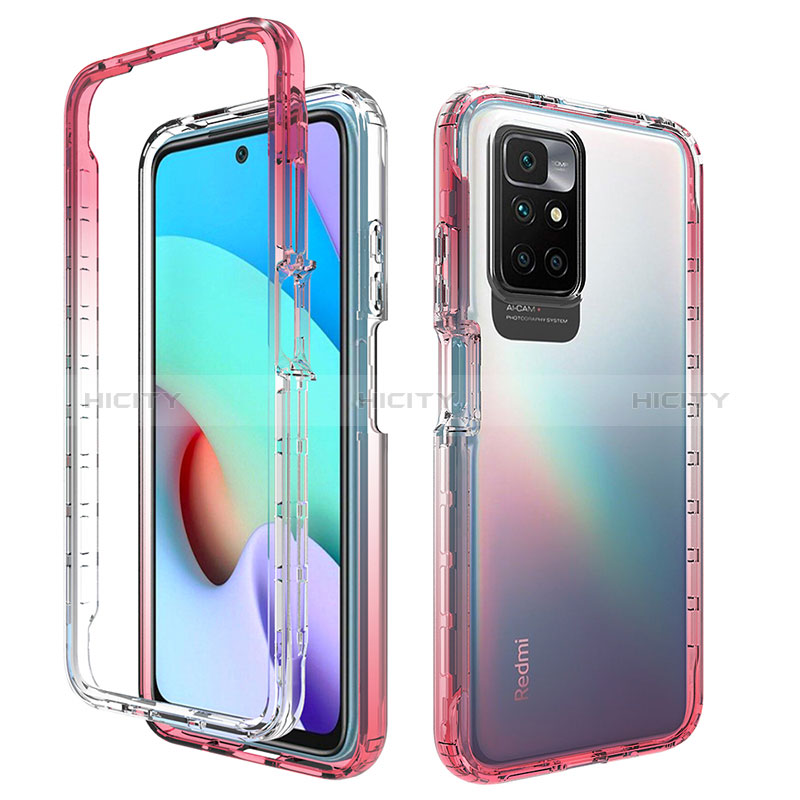 Coque Ultra Fine Transparente Souple Housse Etui 360 Degres Avant et Arriere Degrade pour Xiaomi Redmi Note 11 4G (2021) Rouge Plus