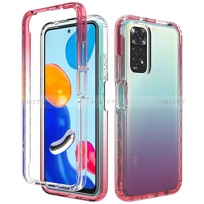 Coque Ultra Fine Transparente Souple Housse Etui 360 Degres Avant et Arriere Degrade pour Xiaomi Redmi Note 11 Pro 4G Rouge Plus