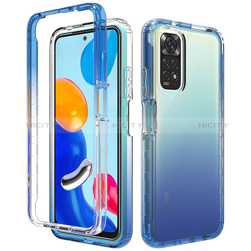 Coque Ultra Fine Transparente Souple Housse Etui 360 Degres Avant et Arriere Degrade pour Xiaomi Redmi Note 11 Pro 5G Bleu Plus