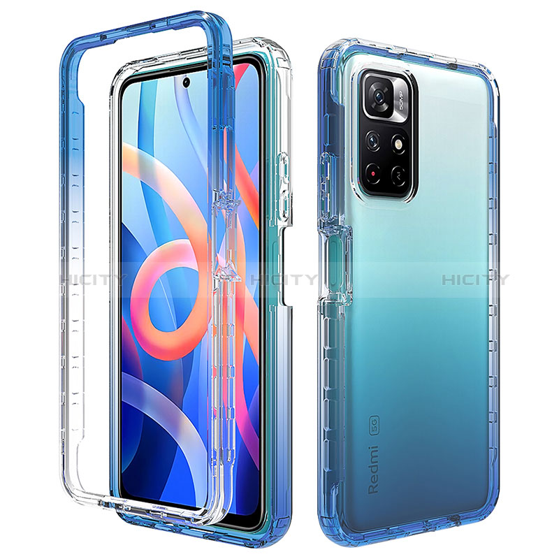 Coque Ultra Fine Transparente Souple Housse Etui 360 Degres Avant et Arriere Degrade pour Xiaomi Redmi Note 11S 5G Bleu Plus