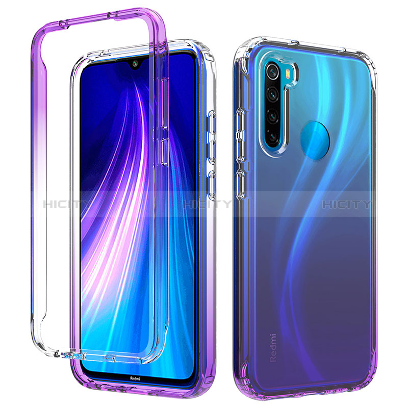 Coque Ultra Fine Transparente Souple Housse Etui 360 Degres Avant et Arriere Degrade pour Xiaomi Redmi Note 8 (2021) Violet Plus