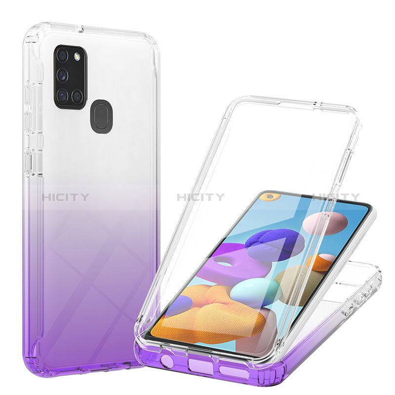 Coque Ultra Fine Transparente Souple Housse Etui 360 Degres Avant et Arriere Degrade YB1 pour Samsung Galaxy A21s Violet Plus