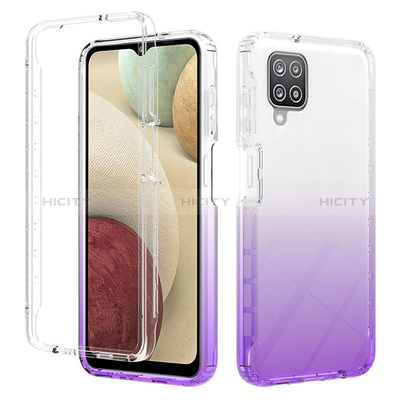 Coque Ultra Fine Transparente Souple Housse Etui 360 Degres Avant et Arriere Degrade YB2 pour Samsung Galaxy A12 Violet Plus