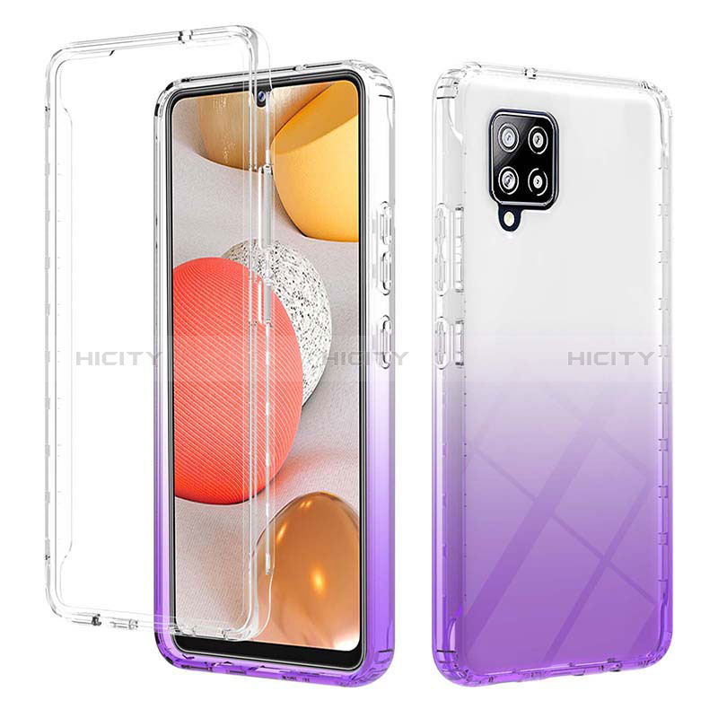 Coque Ultra Fine Transparente Souple Housse Etui 360 Degres Avant et Arriere Degrade YB2 pour Samsung Galaxy A42 5G Violet Plus