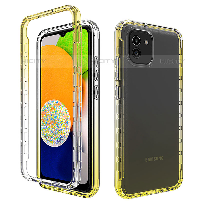 Coque Ultra Fine Transparente Souple Housse Etui 360 Degres Avant et Arriere Degrade ZJ1 pour Samsung Galaxy A03 Jaune Plus