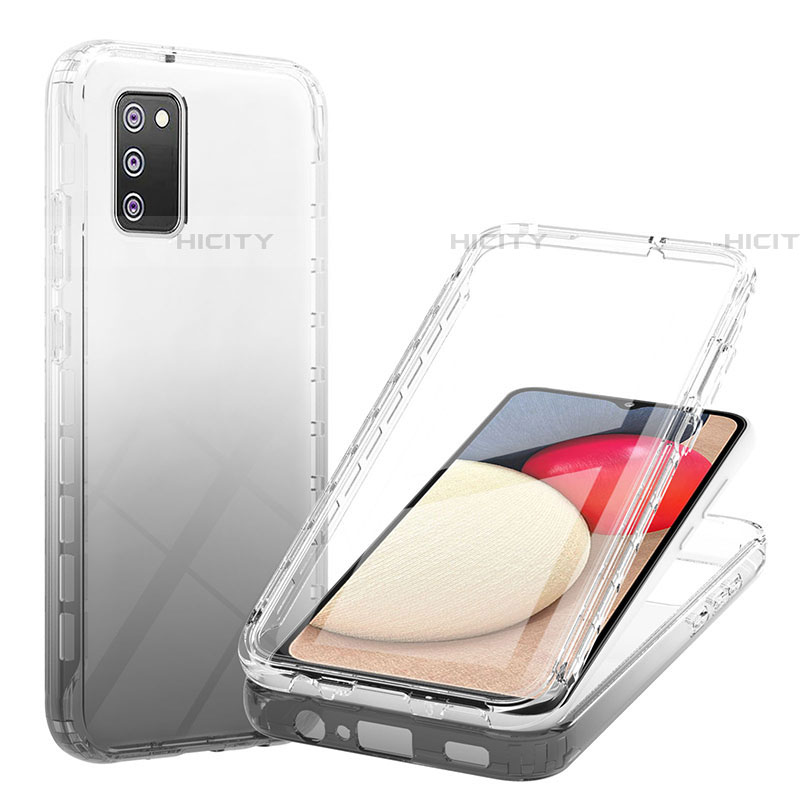 Coque Ultra Fine Transparente Souple Housse Etui 360 Degres Avant et Arriere Degrade ZJ1 pour Samsung Galaxy A03s Noir Plus