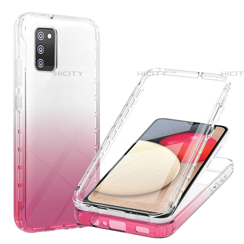 Coque Ultra Fine Transparente Souple Housse Etui 360 Degres Avant et Arriere Degrade ZJ1 pour Samsung Galaxy A03s Rose Plus