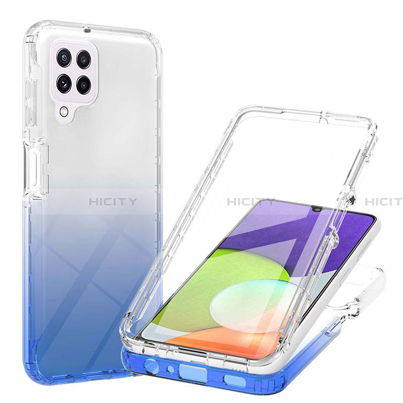 Coque Ultra Fine Transparente Souple Housse Etui 360 Degres Avant et Arriere Degrade ZJ1 pour Samsung Galaxy A22 4G Bleu Plus