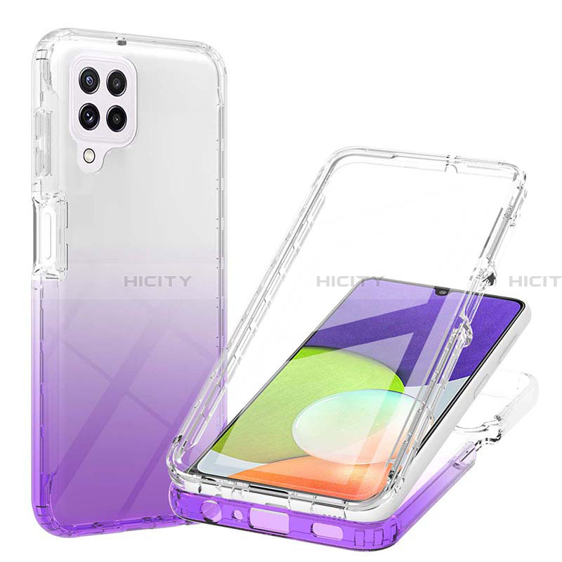 Coque Ultra Fine Transparente Souple Housse Etui 360 Degres Avant et Arriere Degrade ZJ1 pour Samsung Galaxy A22 4G Violet Plus