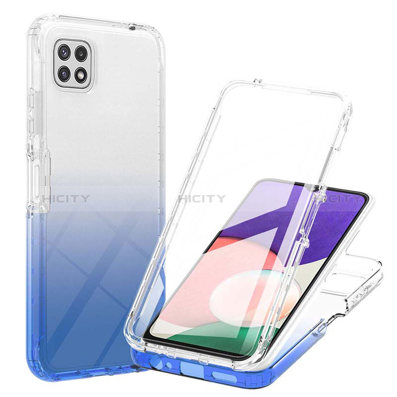 Coque Ultra Fine Transparente Souple Housse Etui 360 Degres Avant et Arriere Degrade ZJ1 pour Samsung Galaxy A22s 5G Bleu Plus