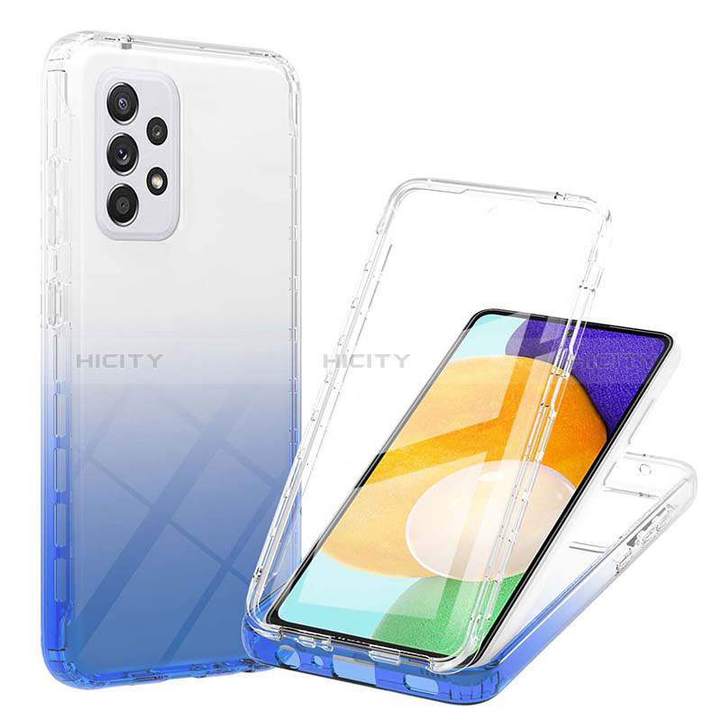 Coque Ultra Fine Transparente Souple Housse Etui 360 Degres Avant et Arriere Degrade ZJ1 pour Samsung Galaxy A52s 5G Bleu Plus