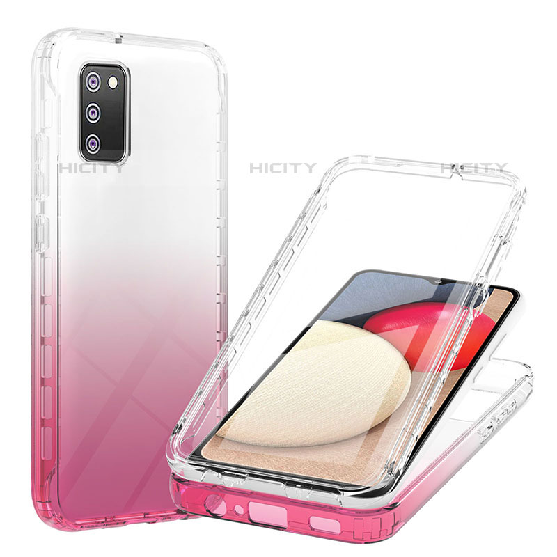 Coque Ultra Fine Transparente Souple Housse Etui 360 Degres Avant et Arriere Degrade ZJ1 pour Samsung Galaxy M02s Rose Plus