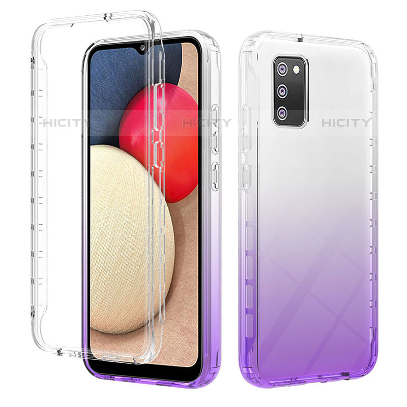 Coque Ultra Fine Transparente Souple Housse Etui 360 Degres Avant et Arriere Degrade ZJ2 pour Samsung Galaxy M02s Violet Plus