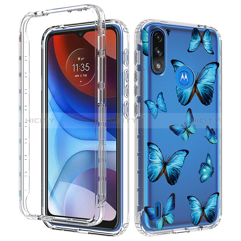 Coque Ultra Fine Transparente Souple Housse Etui 360 Degres Avant et Arriere JX1 pour Motorola Moto E7 Power Bleu Plus