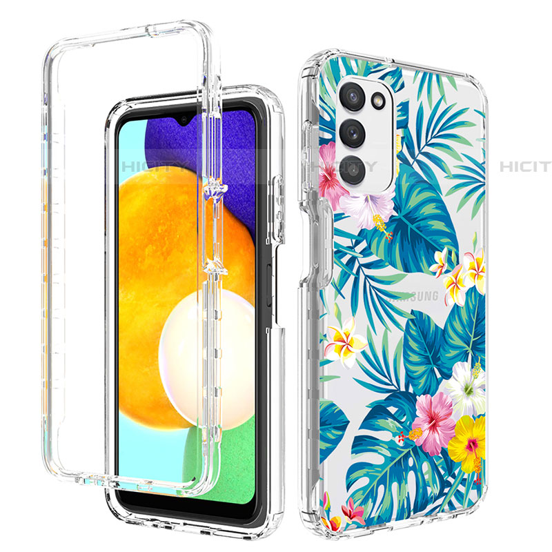 Coque Ultra Fine Transparente Souple Housse Etui 360 Degres Avant et Arriere JX3 pour Samsung Galaxy A03s Bleu Ciel Plus