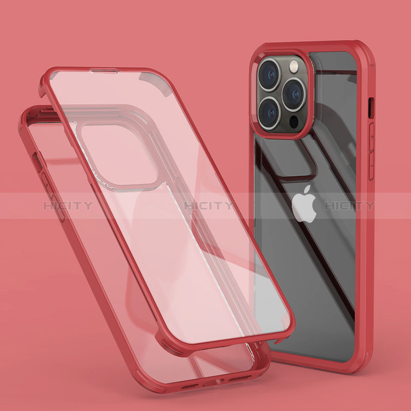 Coque Ultra Fine Transparente Souple Housse Etui 360 Degres Avant et Arriere LK1 pour Apple iPhone 13 Pro Max Rouge Plus