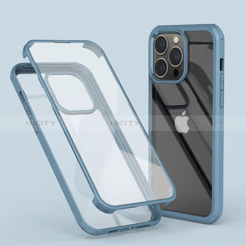 Coque Ultra Fine Transparente Souple Housse Etui 360 Degres Avant et Arriere LK1 pour Apple iPhone 14 Pro Bleu Ciel Plus