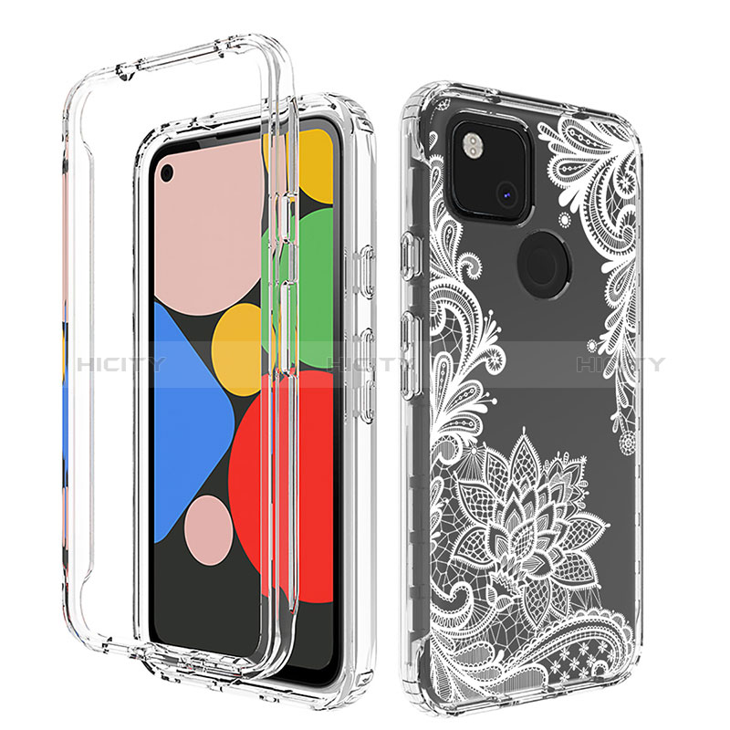 Coque Ultra Fine Transparente Souple Housse Etui 360 Degres Avant et Arriere pour Google Pixel 4a Blanc Plus