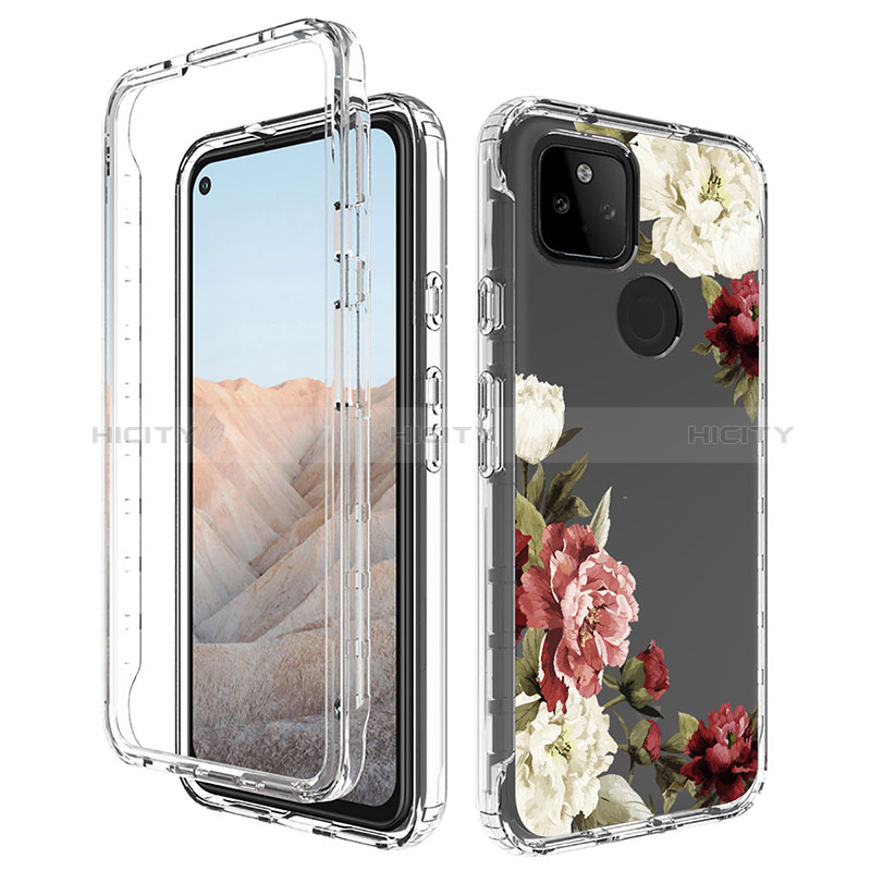 Coque Ultra Fine Transparente Souple Housse Etui 360 Degres Avant et Arriere pour Google Pixel 5a 5G Marron Plus