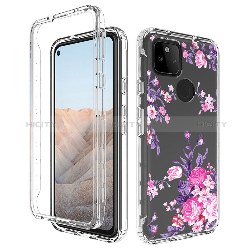 Coque Ultra Fine Transparente Souple Housse Etui 360 Degres Avant et Arriere pour Google Pixel 5a 5G Rose Plus