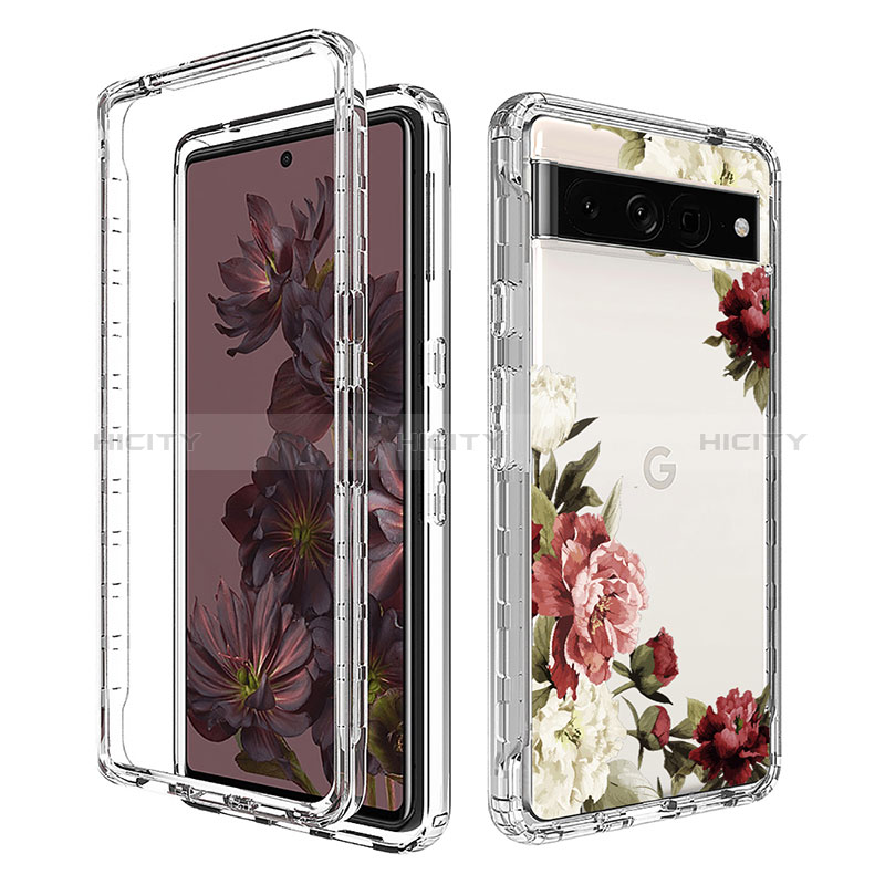 Coque Ultra Fine Transparente Souple Housse Etui 360 Degres Avant et Arriere pour Google Pixel 7 Pro 5G Marron Plus