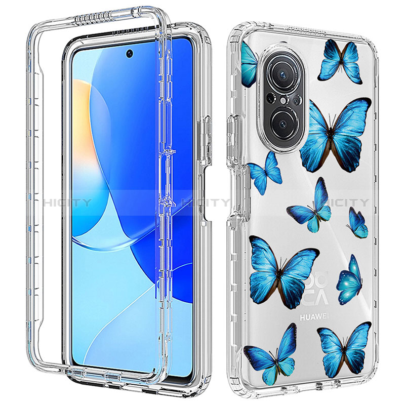 Coque Ultra Fine Transparente Souple Housse Etui 360 Degres Avant et Arriere pour Huawei Nova 9 SE Bleu Plus