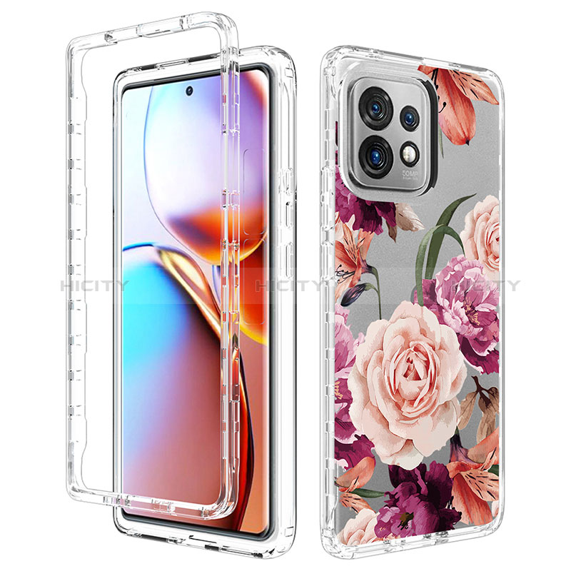 Coque Ultra Fine Transparente Souple Housse Etui 360 Degres Avant et Arriere pour Motorola Moto Edge 40 Pro 5G Violet Clair Plus