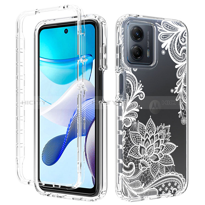 Coque Ultra Fine Transparente Souple Housse Etui 360 Degres Avant et Arriere pour Motorola Moto G 5G (2023) Blanc Plus